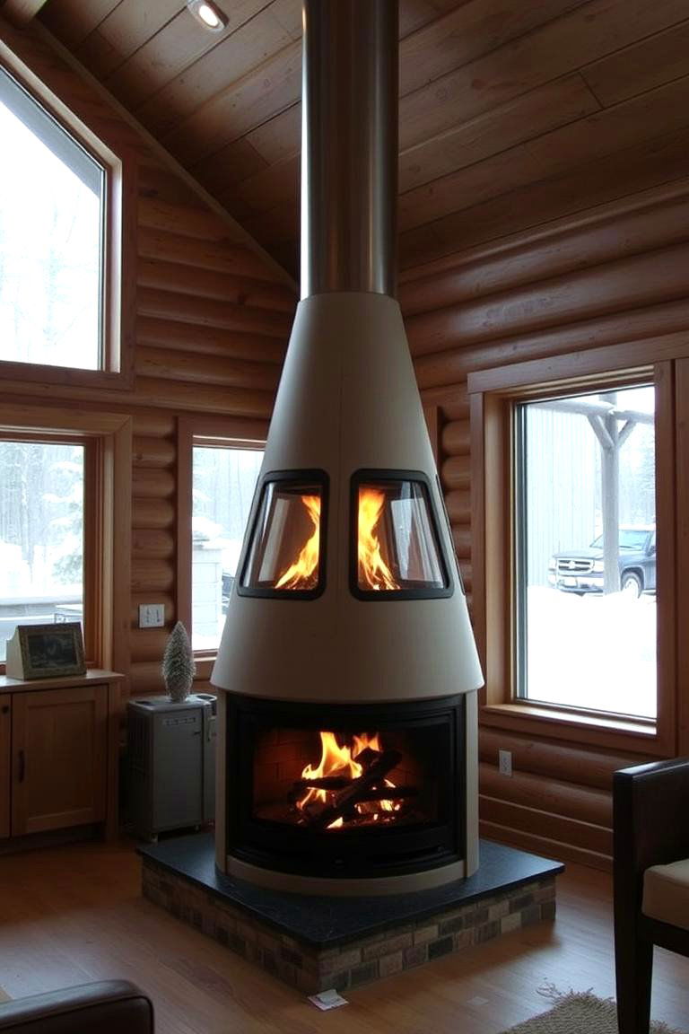 Double Sided Fireplace Focal Point - 24 Cabin Fireplace Ideas