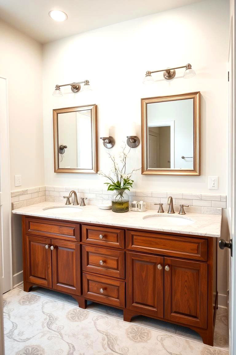 Double Sink Vanity for Busy Mornings - 24 Wood Bathroom Vanity Ideas