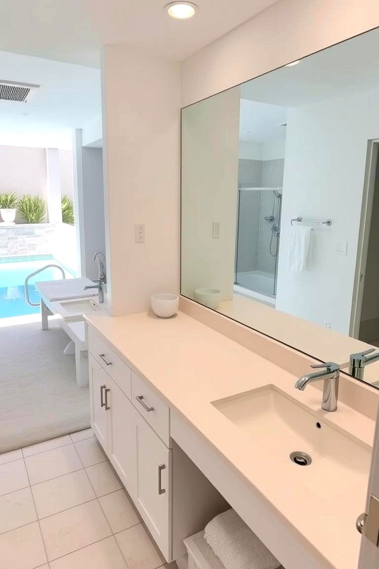 Double Vanity Setup - 24 Pool Bathroom Ideas