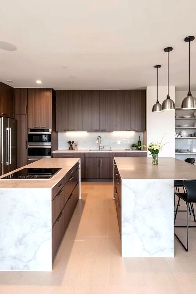 Double Waterfall Statement - 24 Waterfall Kitchen Island Ideas