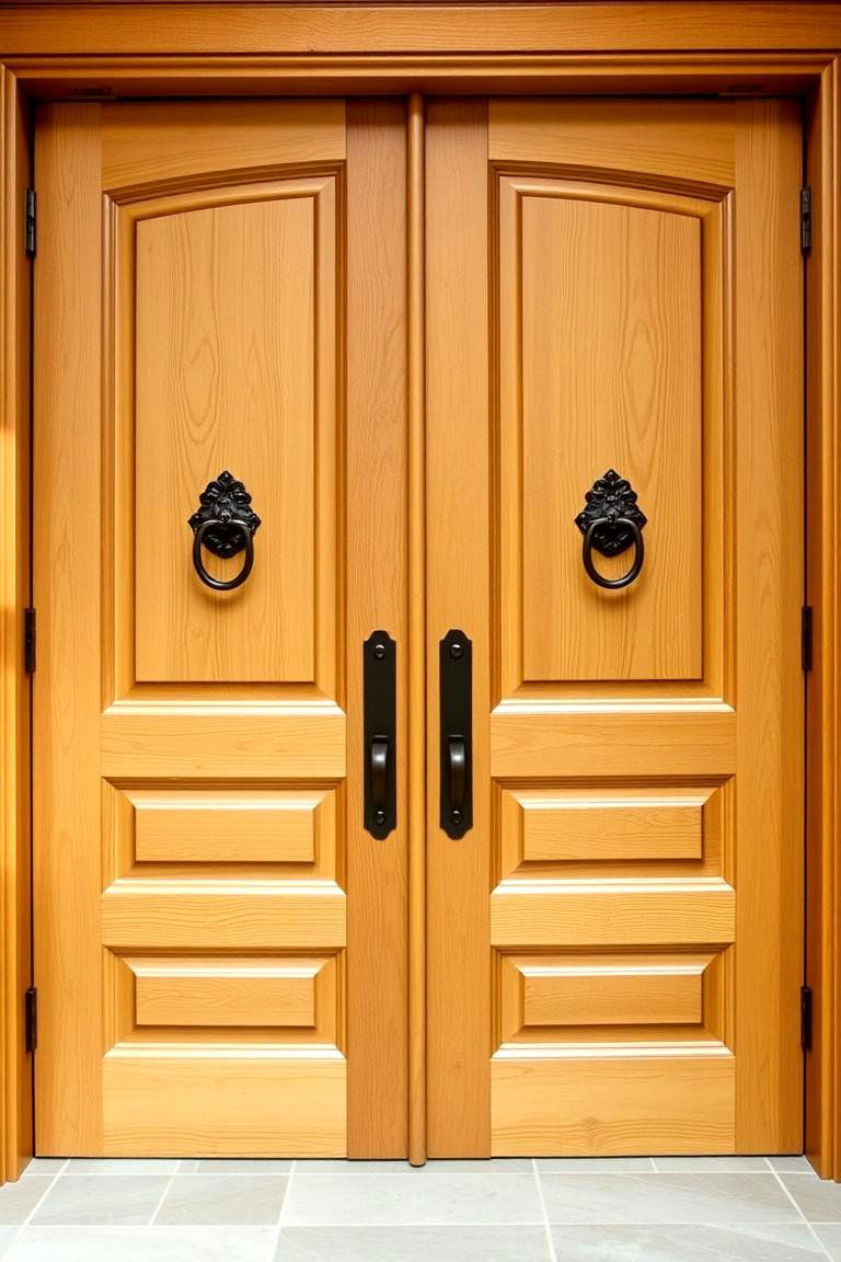Double White Oak Doors for Grand Entrance - 24 White Oak Front Door Ideas