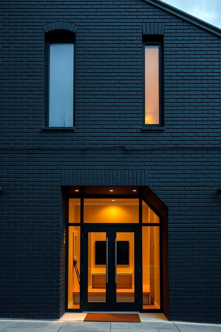 Dramatic Black Brick with Asymmetrical Design - 24 Black Brick House Exteriors