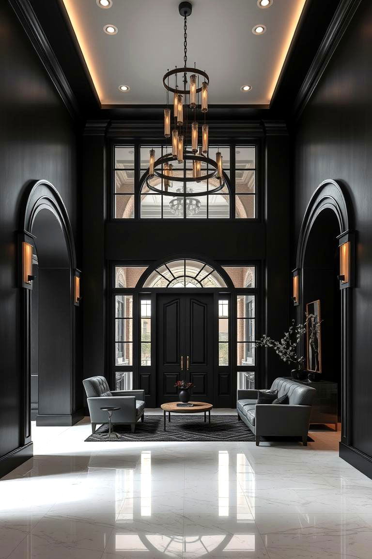 Dramatic Black Entryway - 24 Black Room Ideas