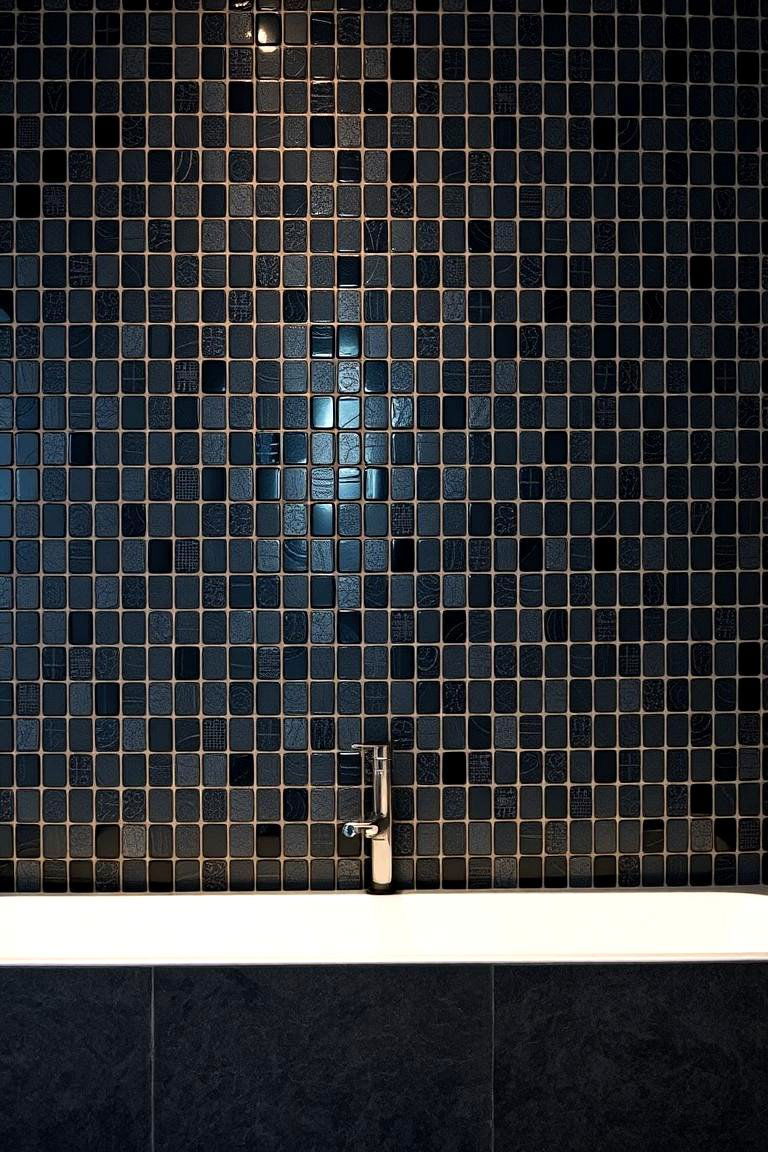Dramatic Black Mosaic Tiles - 24 Black Bathroom Ideas