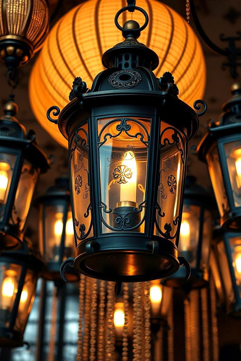 Dramatic Black and Gold Lantern Display - 24 Black and Gold Centerpiece Ideas