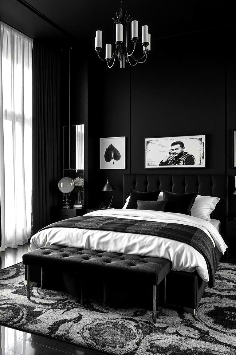 Dramatic Black and White Flair - 24 Primary Bedroom Ideas