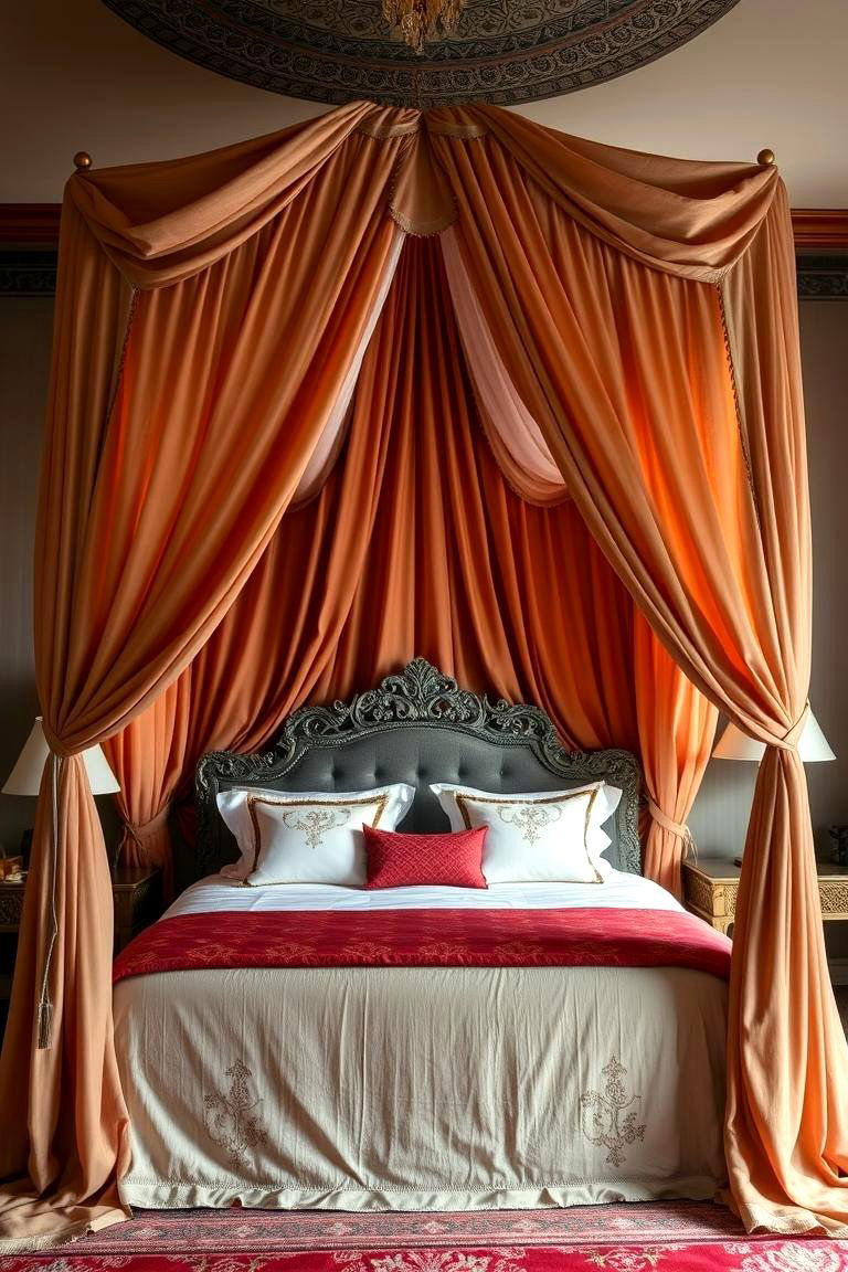 Dramatic Canopy Drapes - 24 Moroccan Themed Bedroom Ideas