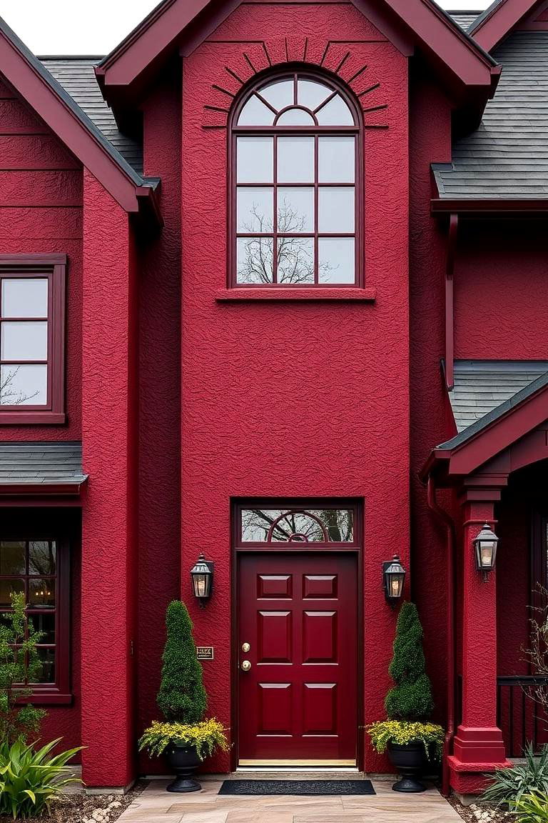 Dramatic Dark Red Finishes - 24 Dark Red House Exterior Ideas