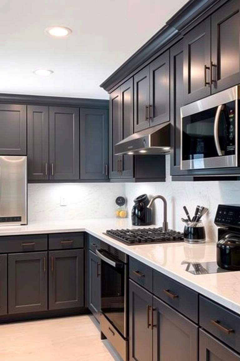Dramatic Flair with Dark Gray Cabinets - 24 What Color Cabinets Go With Black Appliances