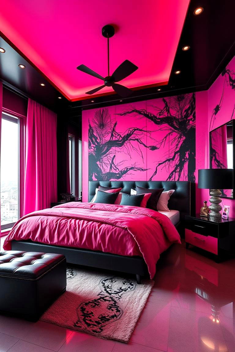 Dramatic Hot Pink and Black Theme - 24 Hot Pink Bedroom Ideas
