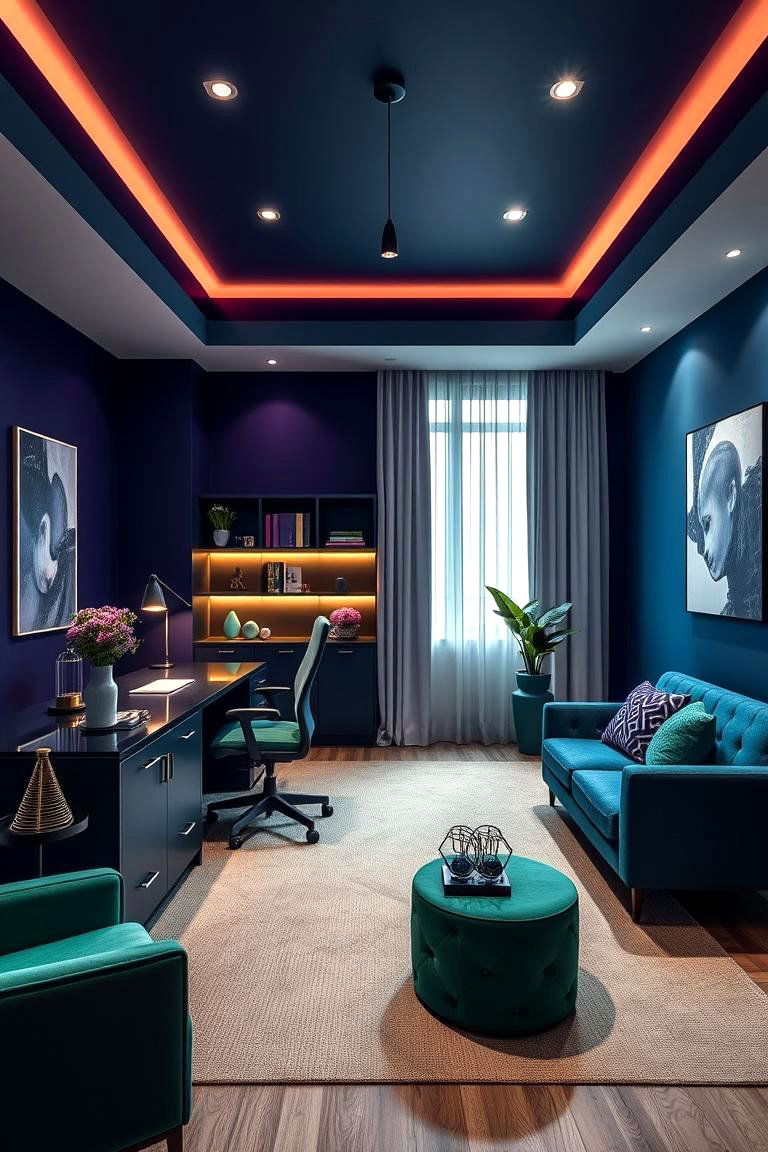 Dramatic Jewel Toned Home Office - 24 Ways to Decorate With Jewel Tones