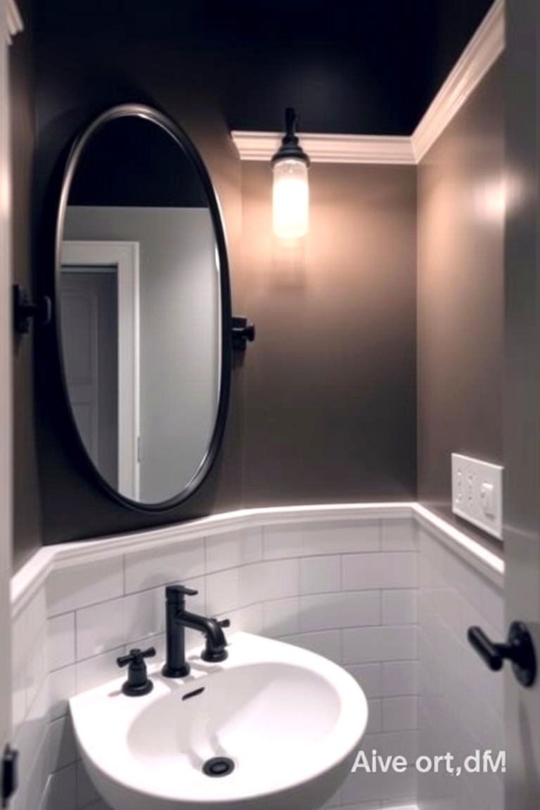 Dramatic Lighting - 24 Black and White Powder Room Ideas