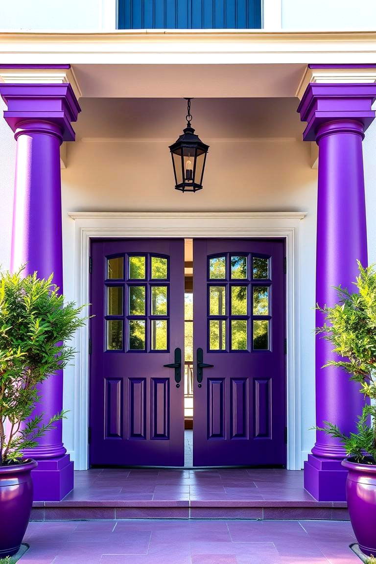 Dramatic Purple Entryway Enhancement - 24 Purple House Exterior Ideas