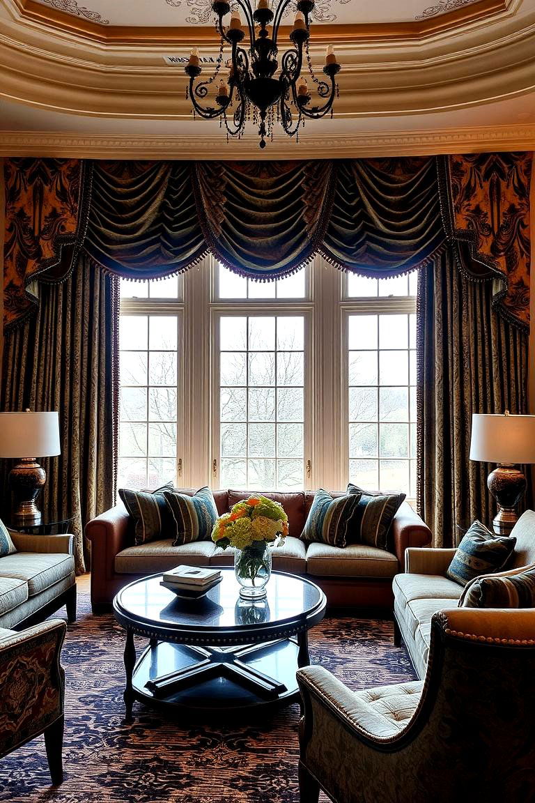 Dramatic Window Treatments - 24 Maximalist Living Room Design Ideas