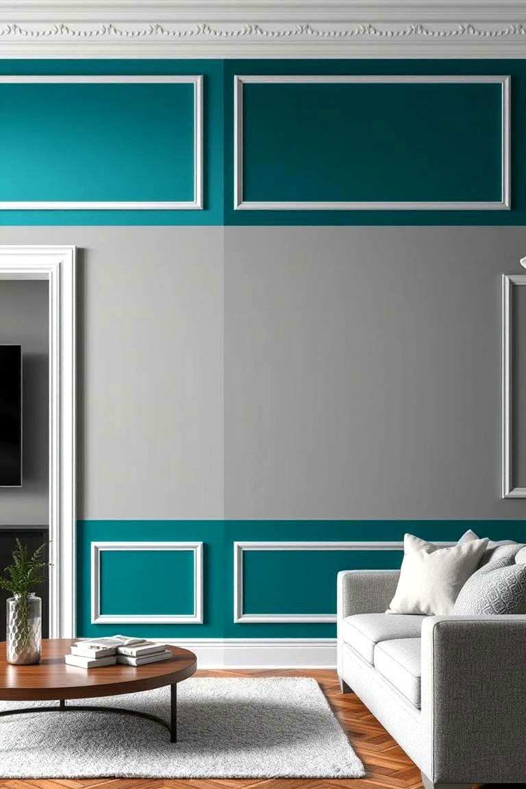 Dramatic and Contrasting Color Blocking with Molding - 24 Wall Molding Ideas