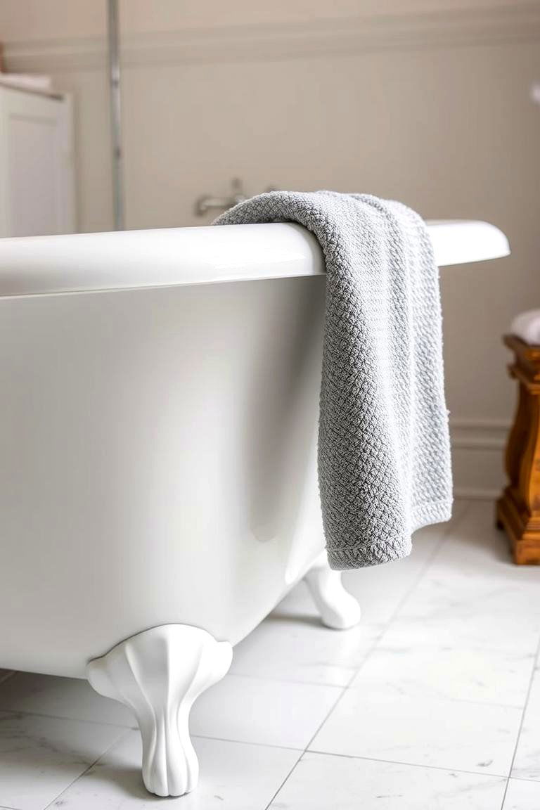 Draped Over a Freestanding Tub Luxurious Touch - 24 Towel Display Ideas