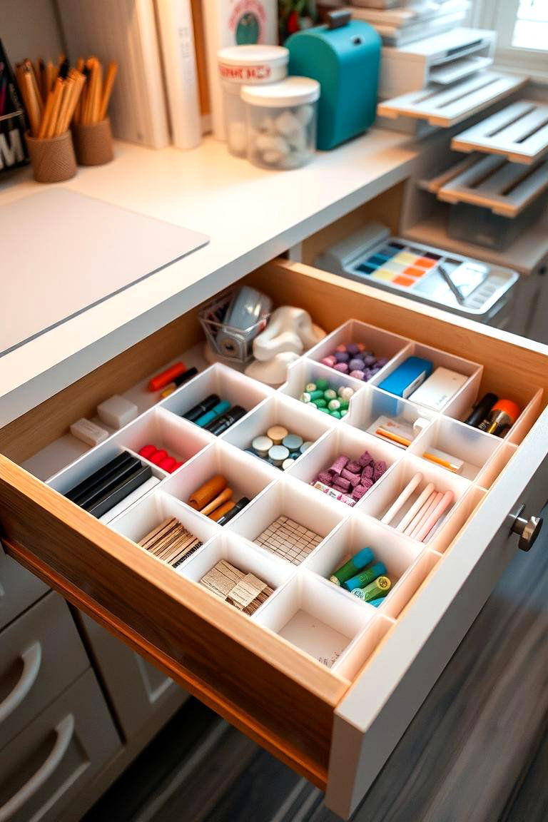 Drawer Dividers for Small Items - 24 Craft Room Organization Ideas
