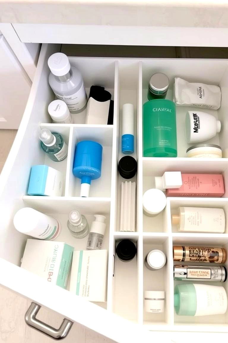 Drawer Dividers for Tidy Toiletries - 24 Bathroom Cabinet Organizing Ideas