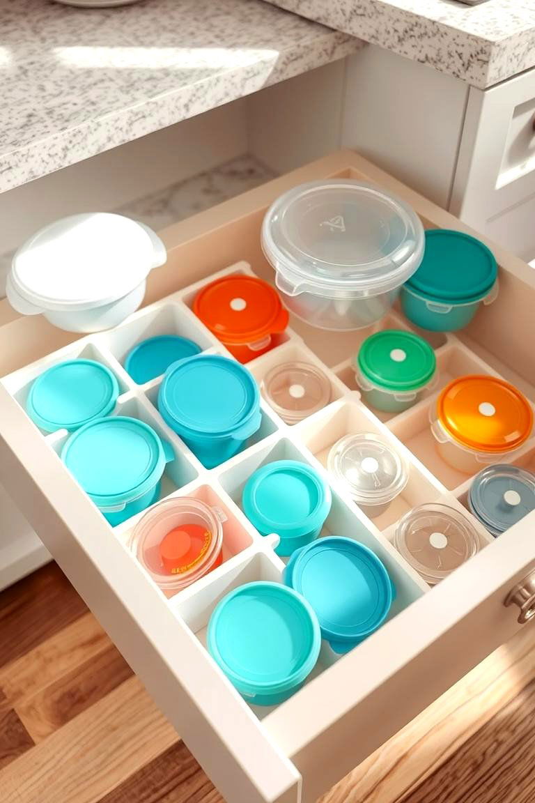 Drawer Dividers for Tupperware - 24 Tupperware Organization Ideas