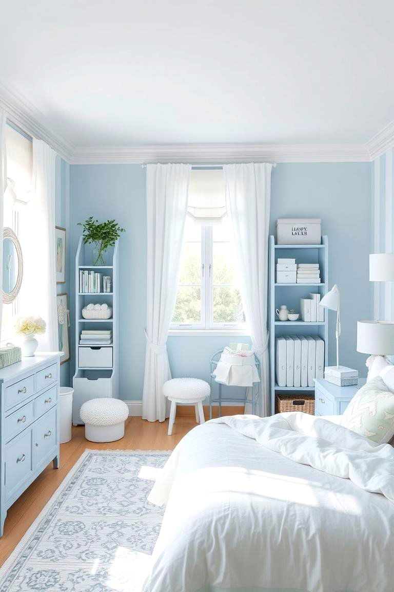 Dreamy Blue Pastels - 24 Blue and White Bedroom Ideas