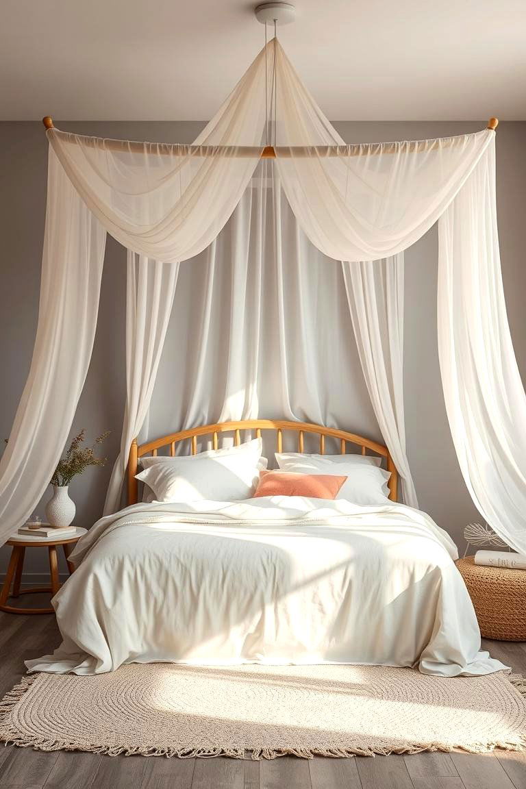 Dreamy Boho Bed Canopy - 24 Grey Boho Bedroom Ideas
