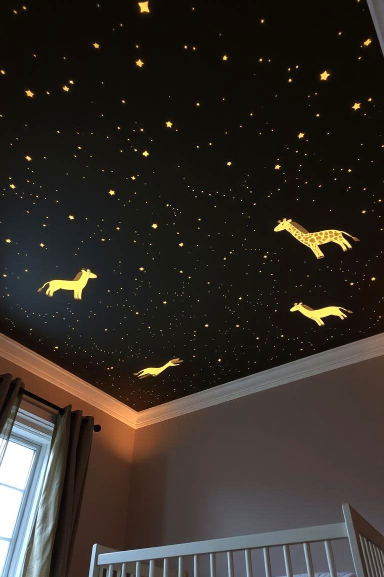Dreamy Giraffe Ceiling Art - 24 Giraffe Nursery Ideas