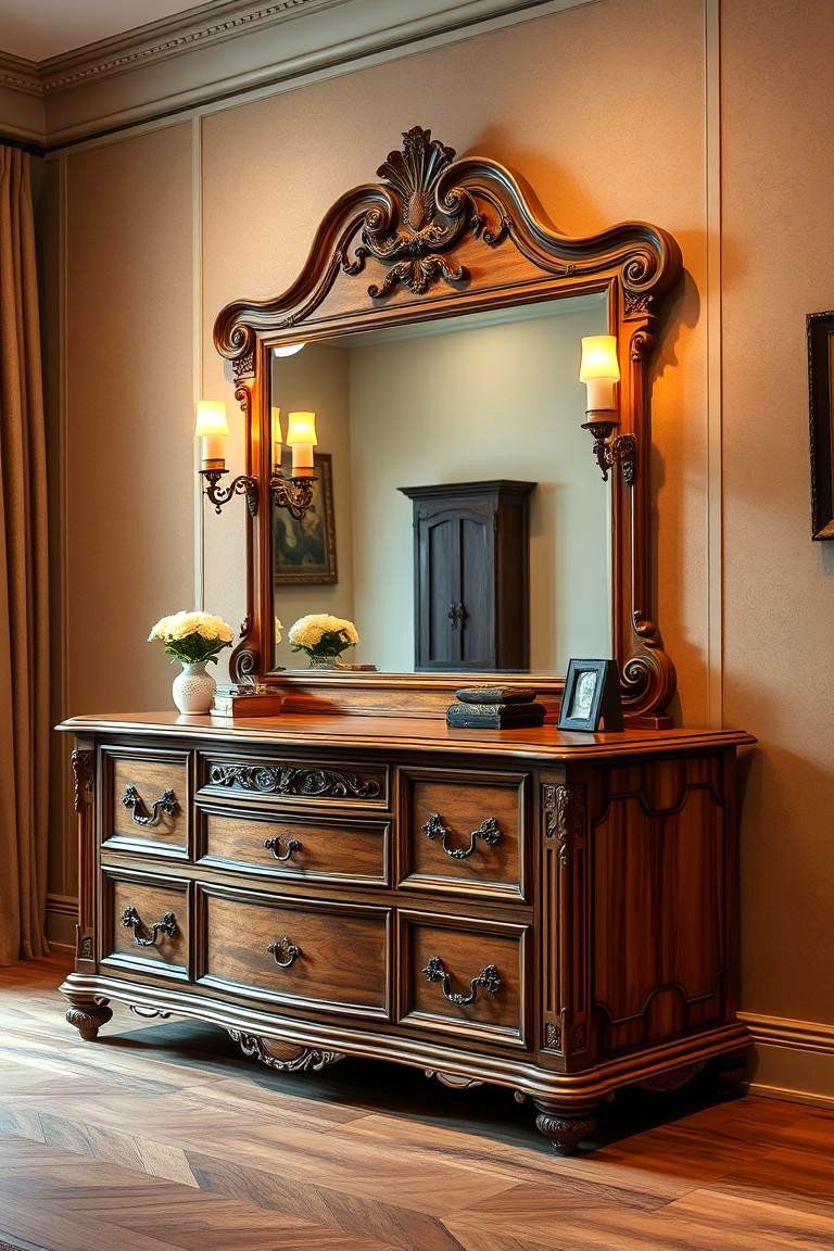 Dresser Vanity with Antique Appeal - 24 Bedroom Vanity Ideas