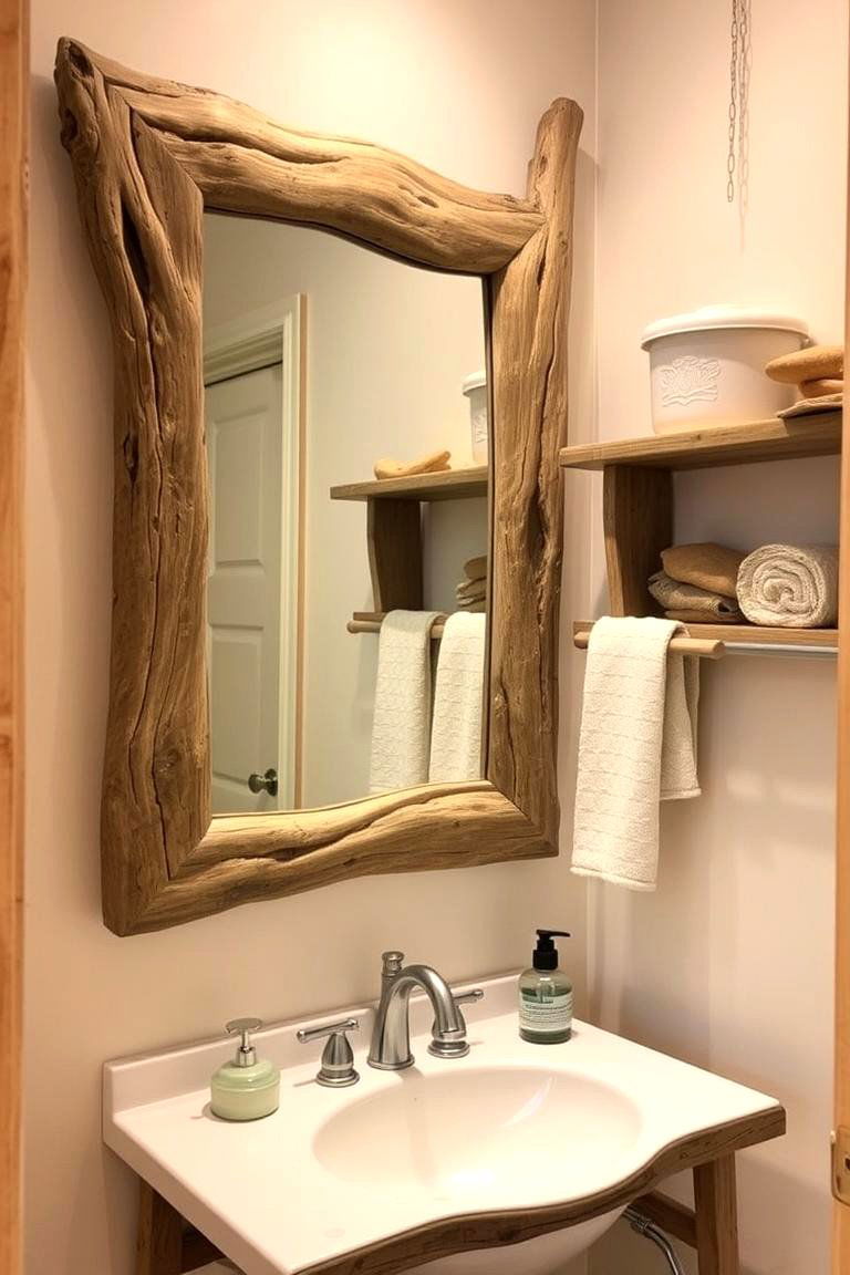 Driftwood Accents for a Rustic Touch - 24 Nautical Bathroom Ideas