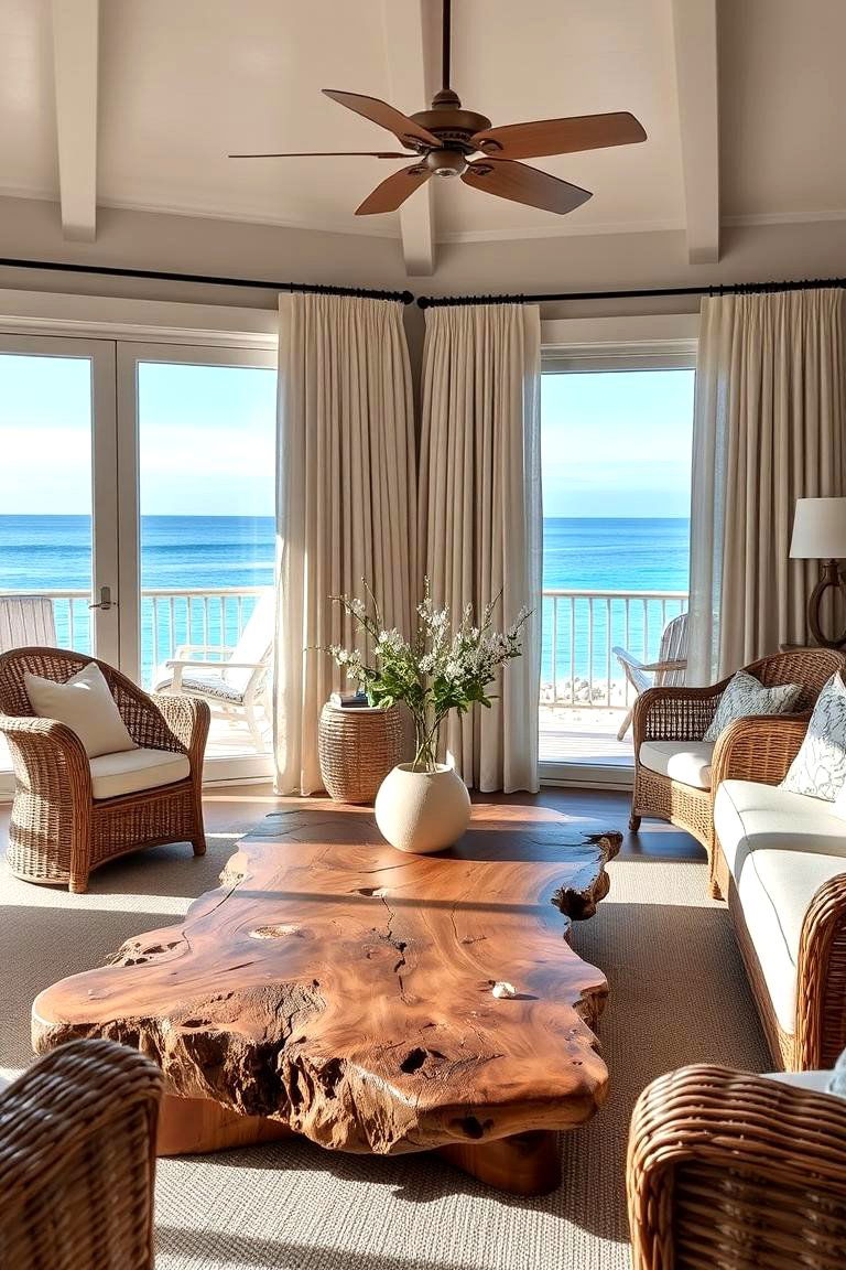 Driftwood Furniture - 24 Beach House Living Room Ideas