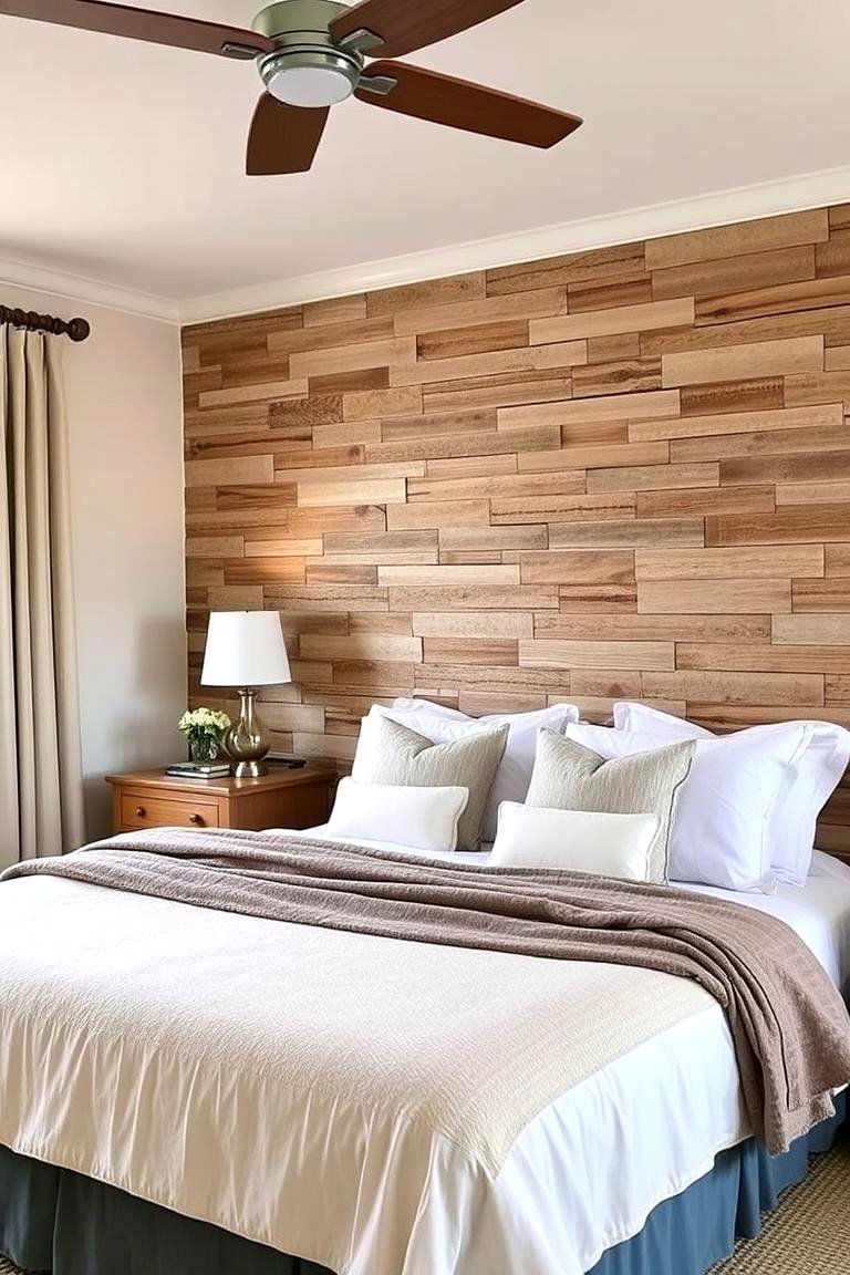 Driftwood Inspired Accent Walls - 24 Coastal Bedroom Ideas