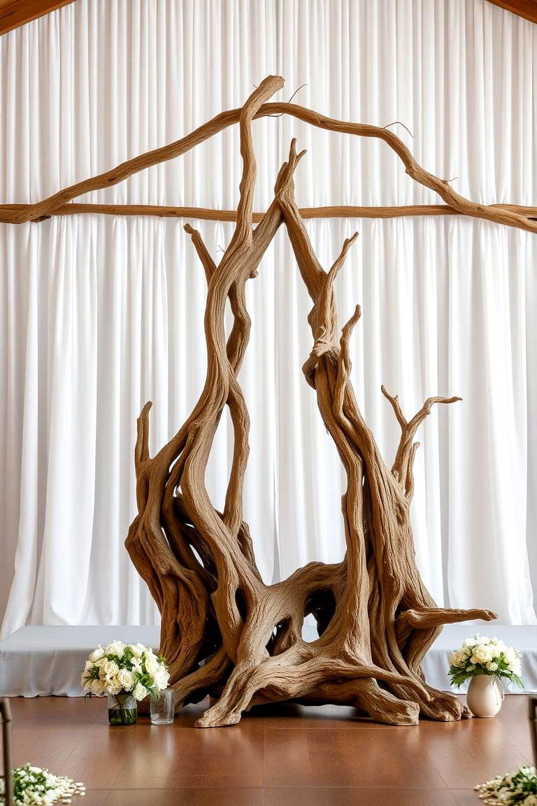 Driftwood Sculpture Altar - 24 Wedding Altar Ideas