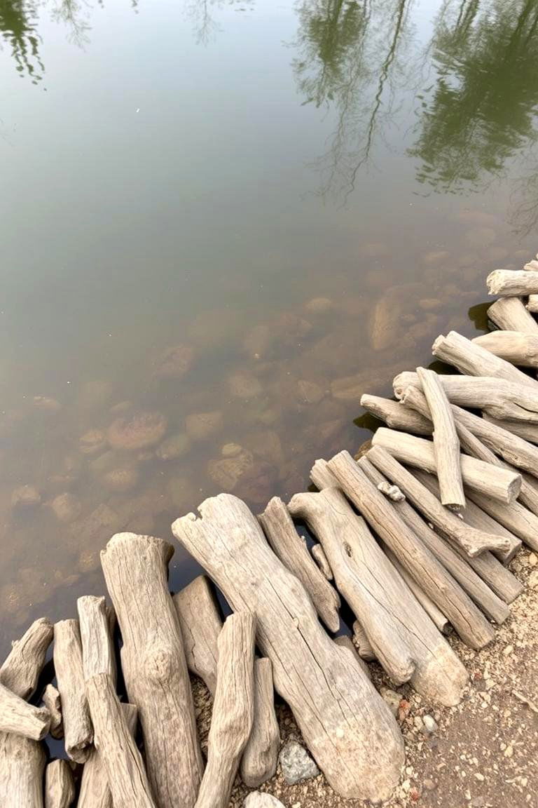 Driftwood Sculpture Edge - 24 Pond Edging Ideas