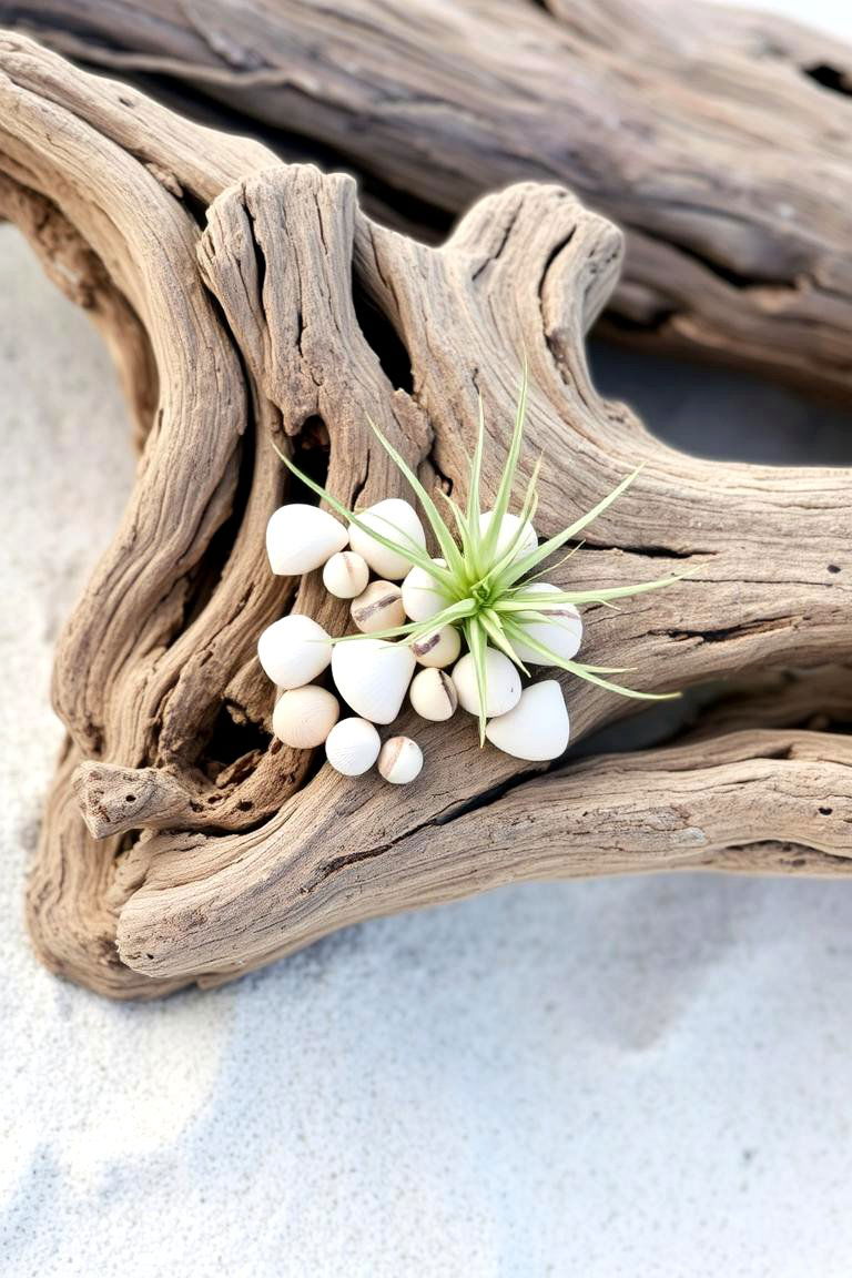 Driftwood Sculptures with Coastal Vibes - 24 non-floral wedding centerpiece ideas