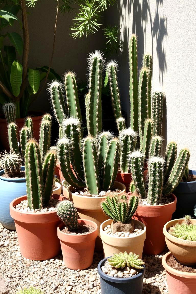 Drought Resistant Cacti Cluster - 24 Corner Garden Ideas With Pots