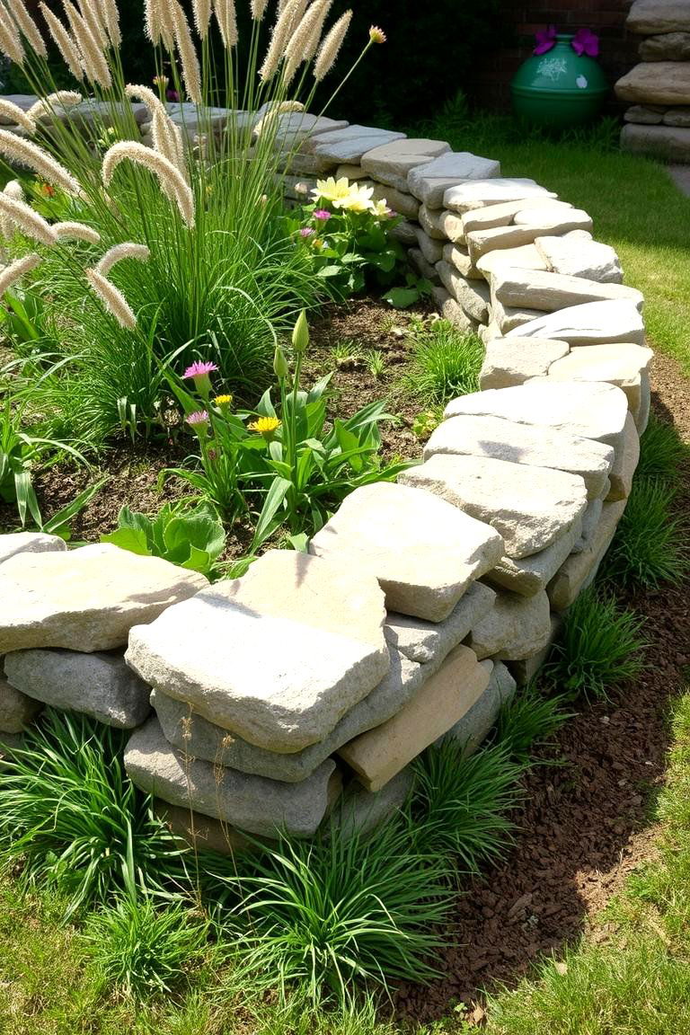Dry Stack Stone Edging - 24 Stone Garden Edging Ideas