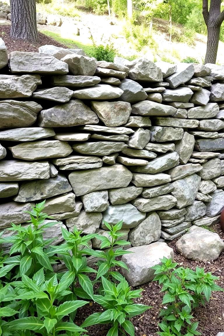Dry Stack Stone Retaining Wall - 24 Natural Rock Retaining Wall Ideas