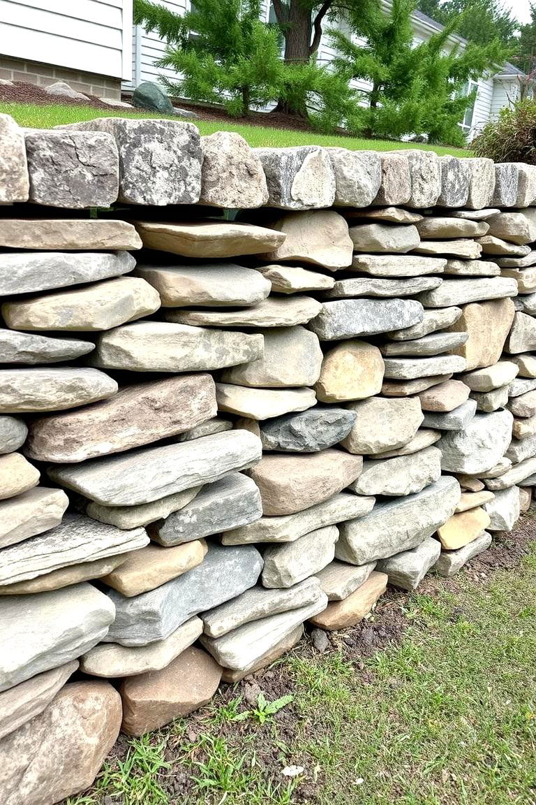 Dry Stack Stone Wall Naturality - 24 Rustic Landscaping Ideas