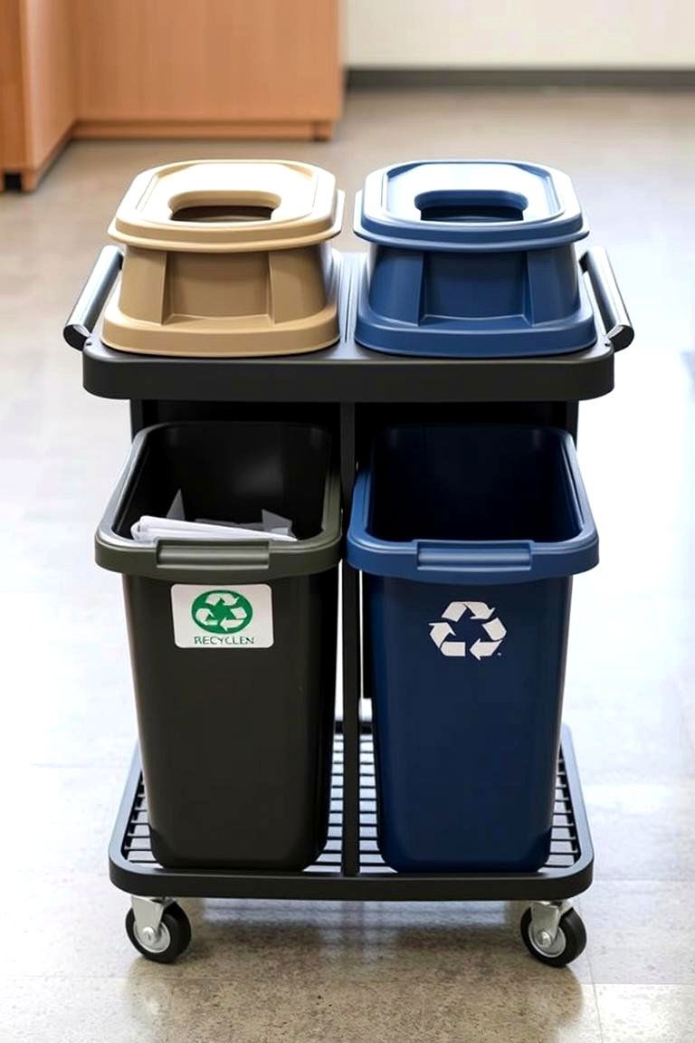 Dual Compartment Rolling Carts - 24 Garbage Can Storage Ideas