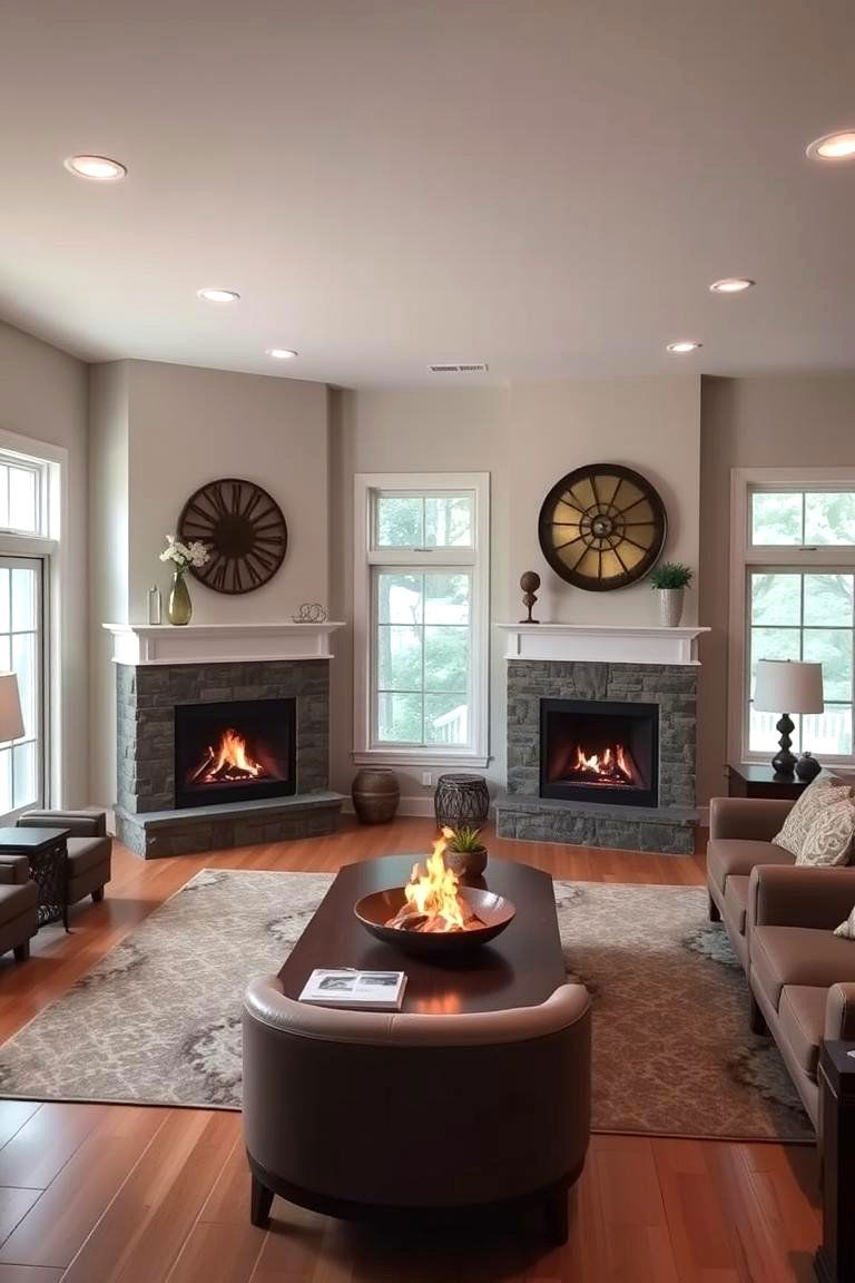 Dual Fireplace Setup - 24 Symmetrical Living Room Ideas