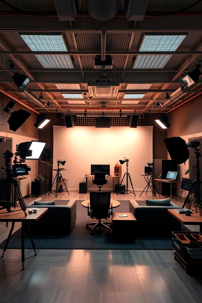 Dual Purpose Editing and Filming Area - 24 Content Creator Room Ideas