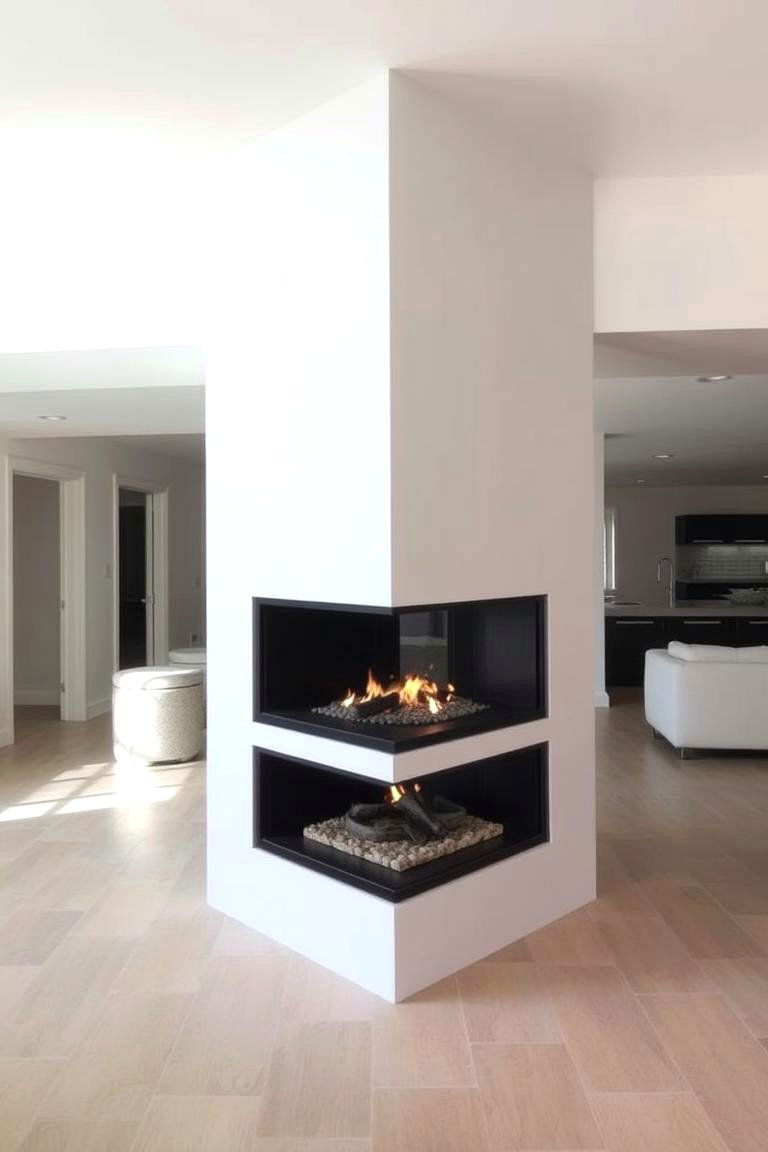 Dual Sided Fireplace - 24 Floor to Ceiling Fireplace Ideas
