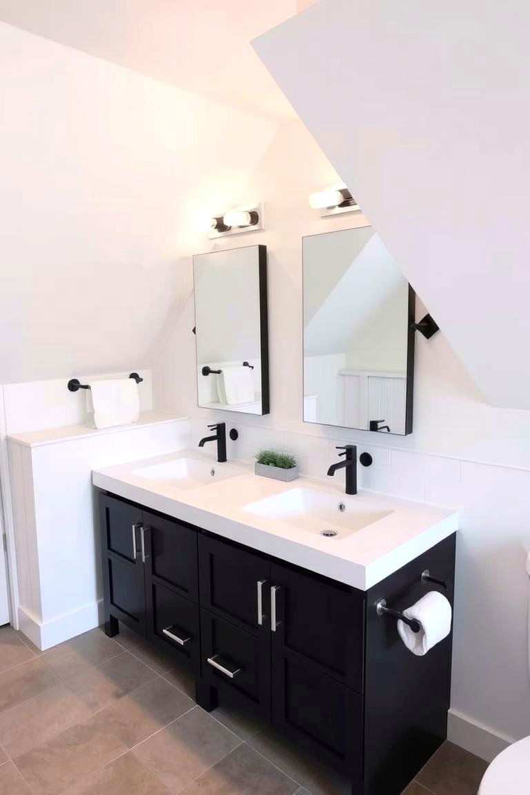 Dual Sink Vanity for Shared Spaces - 24 Attic Bathroom Ideas