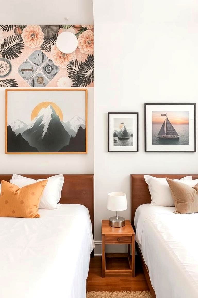 Dual Themed Wall Art - 24 Boy and Girl Shared Small Room Ideas