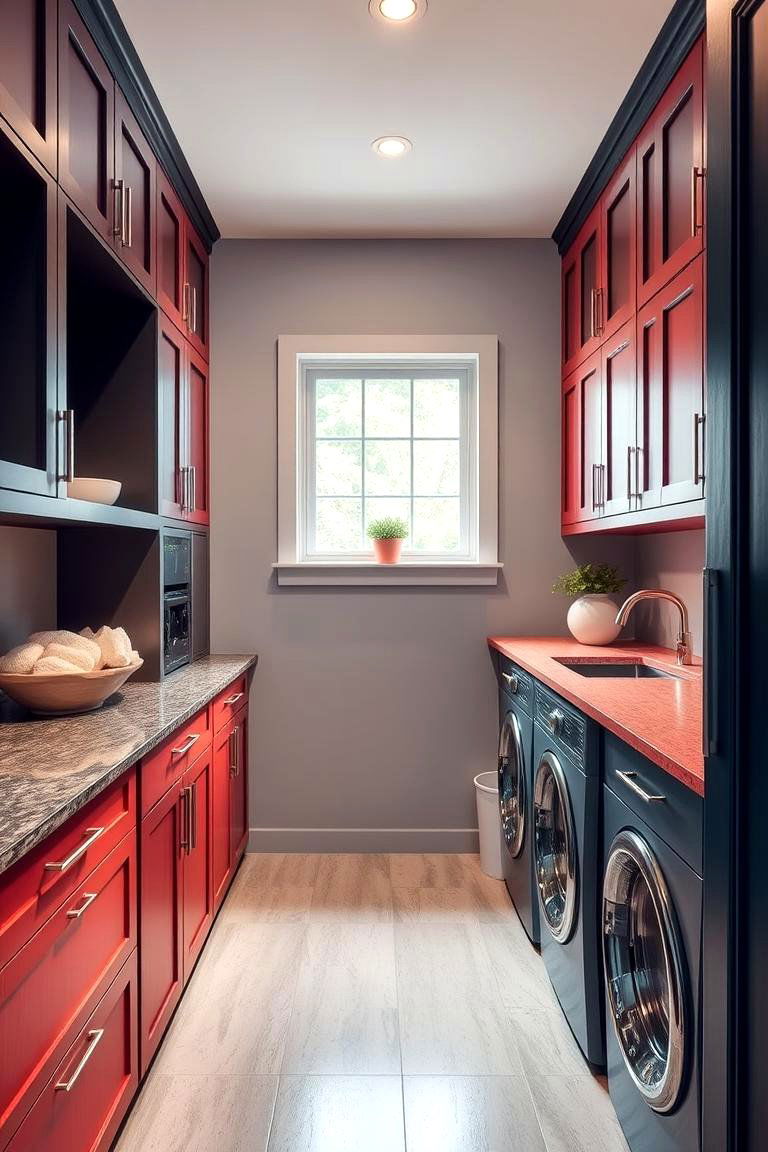 Dual Tone Countertops for Modern Contrast - 24 Laundry Room Countertop Ideas