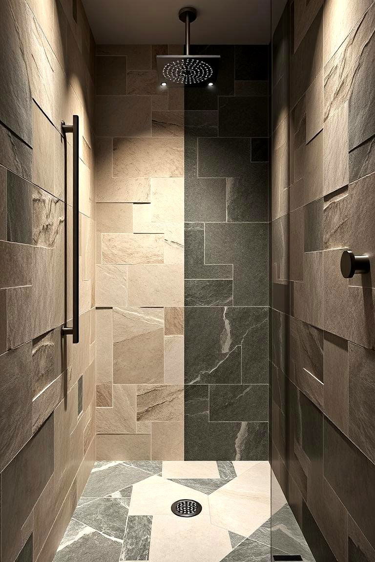 Dual Tone Stone Symphony - 24 Stone Shower Design Ideas