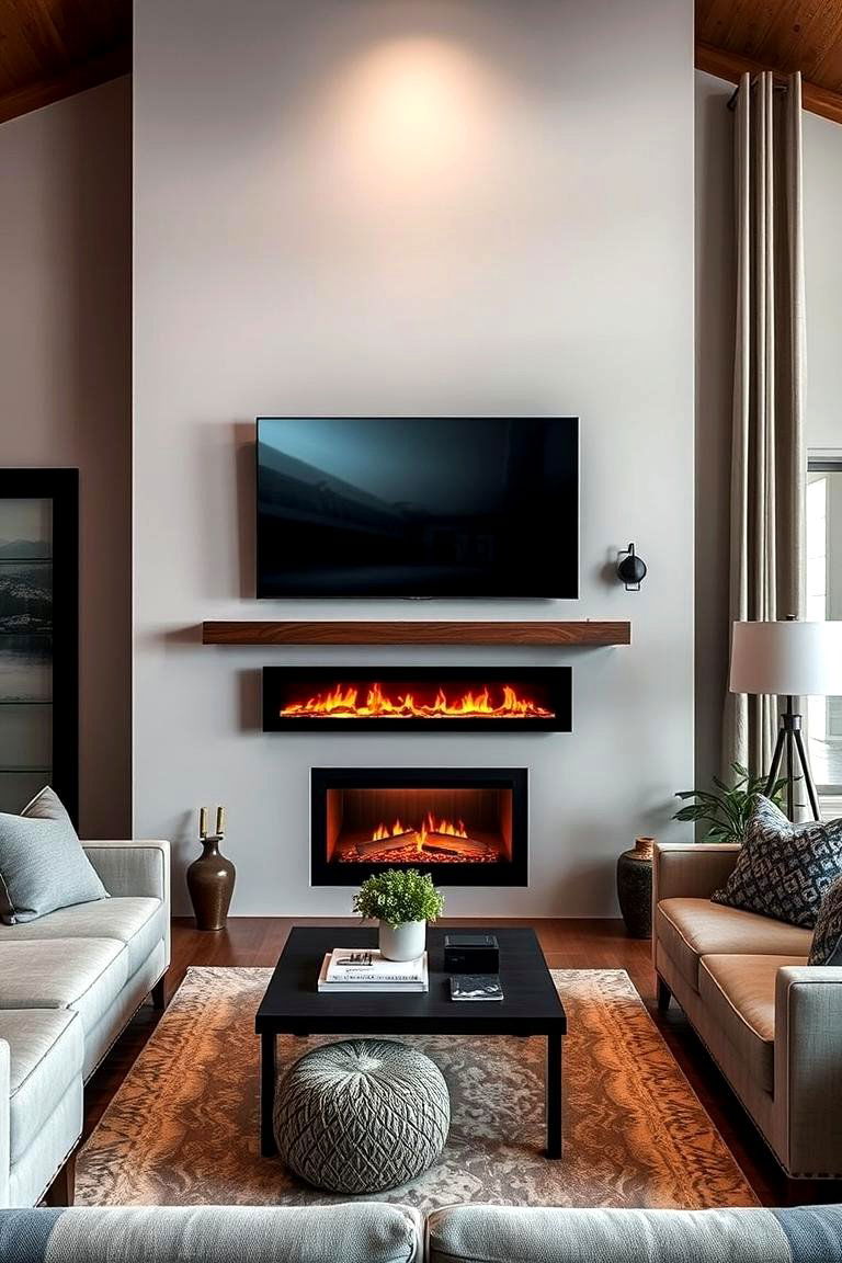 Dual Zone Comfort - 24 Electric Fireplace Ideas With Tv Above
