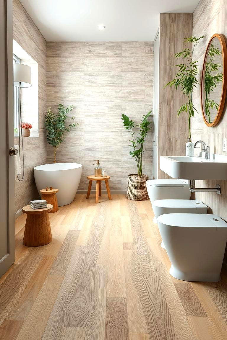 Durable Bamboo Flooring for Eco Friendly Appeal - 24 Ideas for Wood Floors in Bathrooms