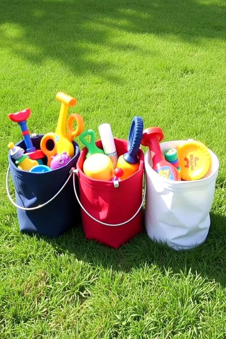 Durable Canvas Buckets for Portable Storage - 24 Outdoor Toy Storage Ideas