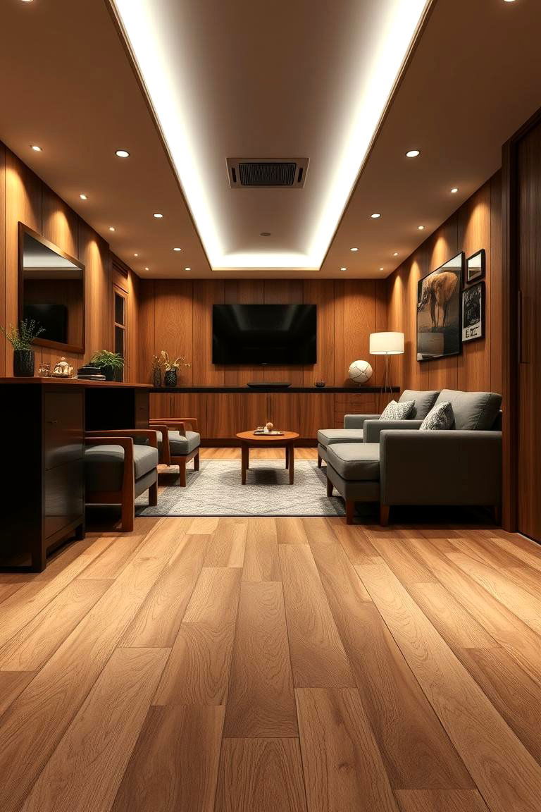 Durable Engineered Wood - 24 Man Cave Flooring Ideas
