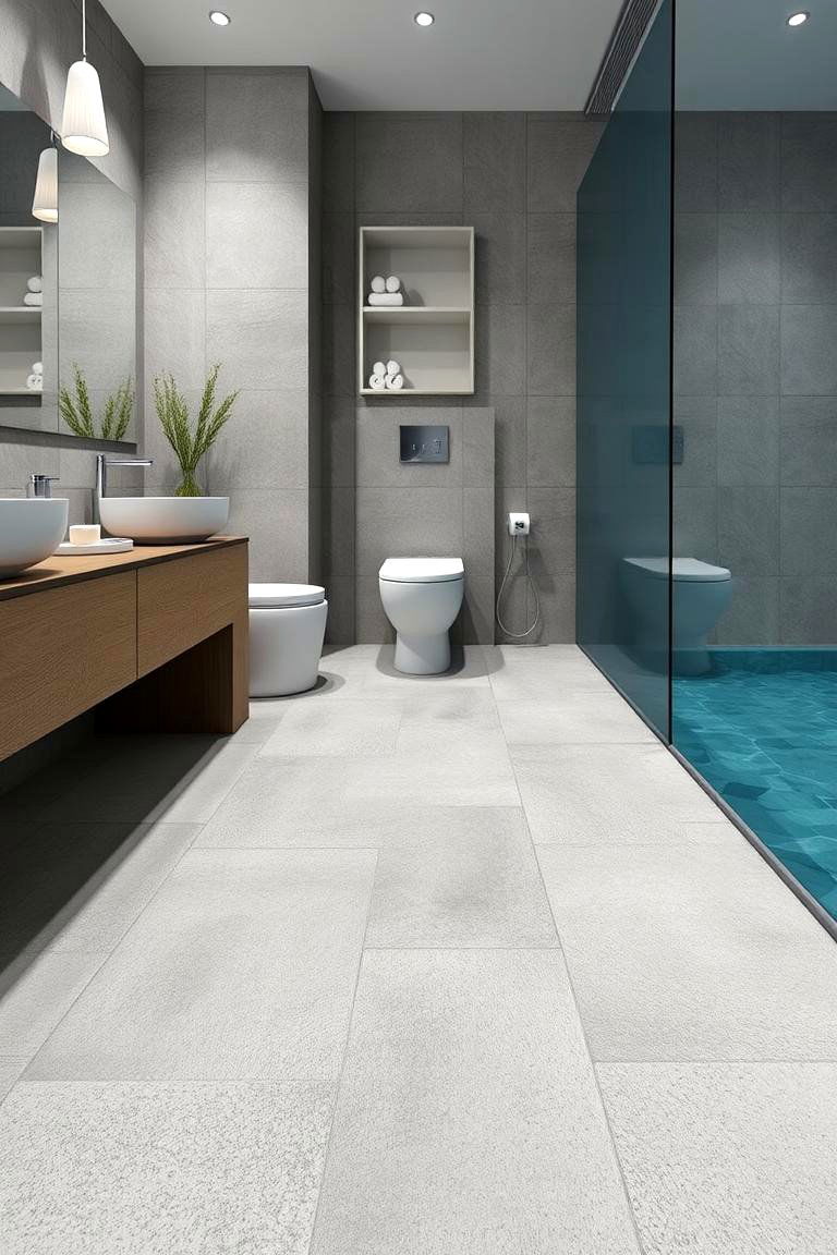 Durable Flooring Options - 24 Pool Bathroom Ideas